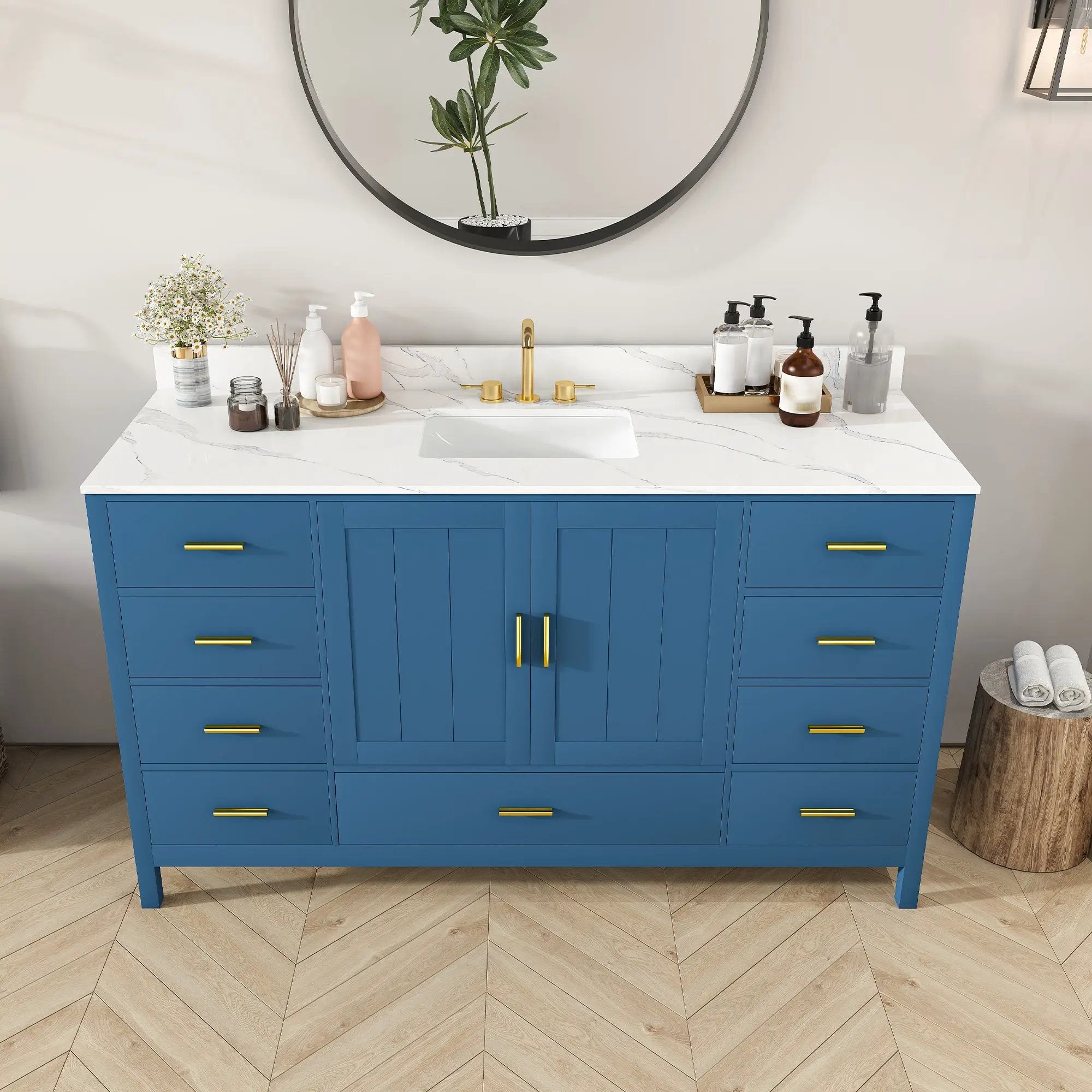 60" Modern Solid Wood Bathroom Vanity with Sink by HouseOfZazla
