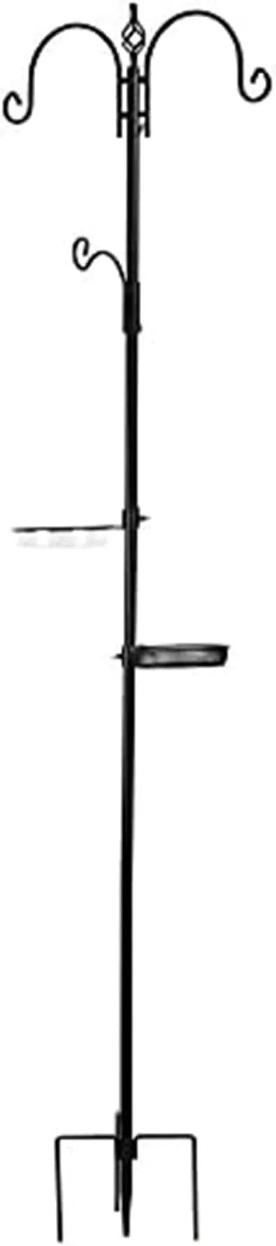 Ashman Deluxe Bird Feeding Station (1 Pack) Bird Feeders for Outside - Multi Feeder Pole Stand Kit with 4 Hangers, Bird Bath and 3 Prong Base for Attracting Wild Birds - 22 Inch Wide x 92 Inch Tall. by GreenHaven Gardens