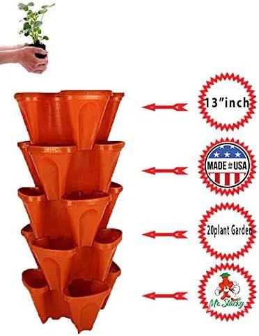 Mr. Stacky 5-Tier Strawberry Planter Pot, 5 Pots by GreenHaven Gardens