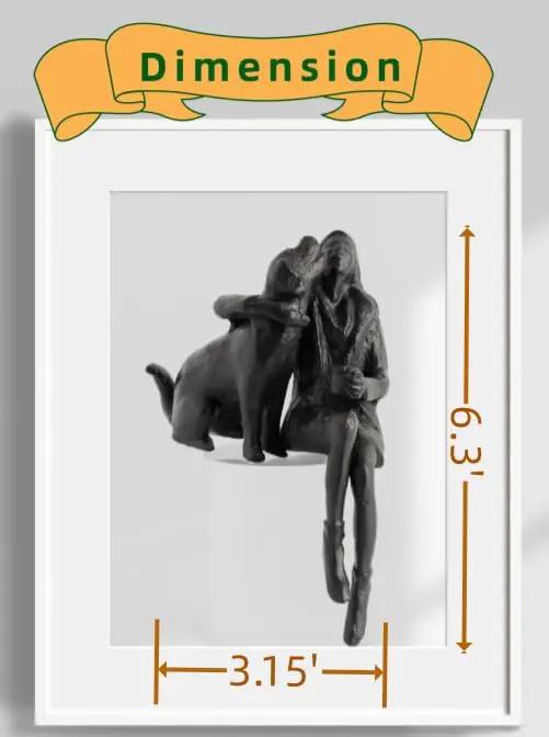 Cast Iron Sitting Woman and Dog Statue, Love Figurine, Gifts for Dog Lovers, Memorial Gifts for Women and Girls, Black by GreenHaven Gardens