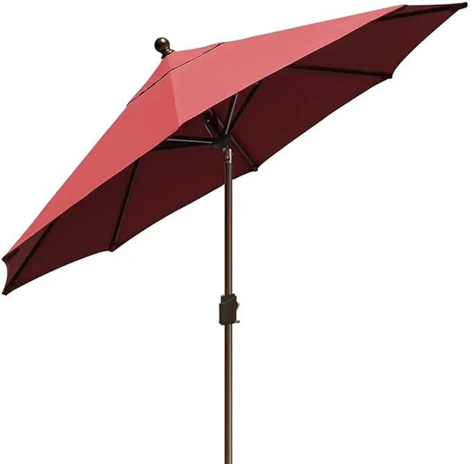 EliteShade USA 10-Year-Non-Fading 10Ft Market Umbrella Patio Umbrella Outdoor Table Umbrella with Ventilation, Burgundy by GreenHaven Gardens
