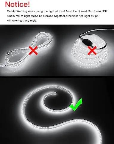 Outdoor LED Strip Lights,AC110V 65.6FT/20M LED Light Strip White,IP65 Waterproof 6500K Flexible LED Rope Lights for Patio Backyard Garden Kitchen Lighting(65.6FT, White) by GreenHaven Gardens
