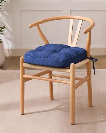 Chair Cushions, Dining Chair Cushions, Tufted Indoor Chair Pads, Set of 4, Navy Blue, 16.5'' x 16.5'' x 3.5'' by GreenHaven Gardens
