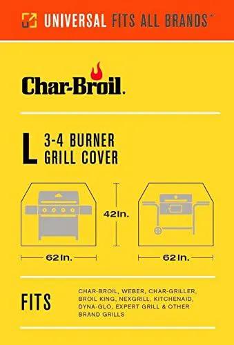 Char-Broil 3-4 Burner Grill Cover + SAFER Nylon Bristle Grill Brush Bundle by GreenHaven Gardens