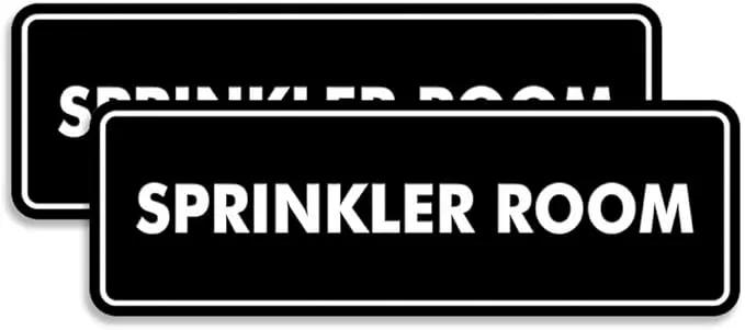 Signs ByLITA Standard Sprinkler Room Sign (Black) - Large 2 Pack by GreenHaven Gardens