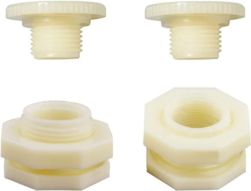 1" Female ABS Bulkhead Fitting, Plastic Water Tank Connector Adapter Fitting with Plugs for Outdoor rain Barrel Garden Hose Adapter Spigot kit Water Tank Gallon Drain Bucket(Set of 2) by GreenHaven Gardens