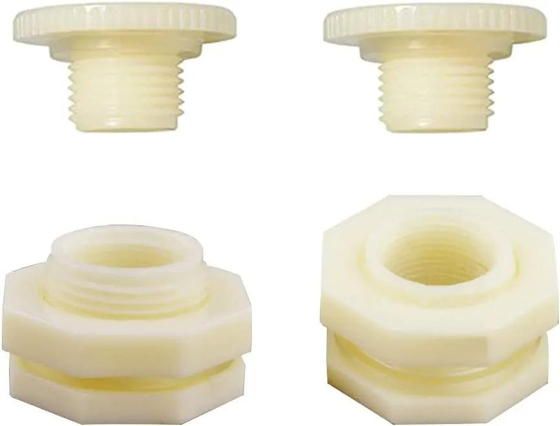 1" Female ABS Bulkhead Fitting, Plastic Water Tank Connector Adapter Fitting with Plugs for Outdoor rain Barrel Garden Hose Adapter Spigot kit Water Tank Gallon Drain Bucket(Set of 2) by GreenHaven Gardens