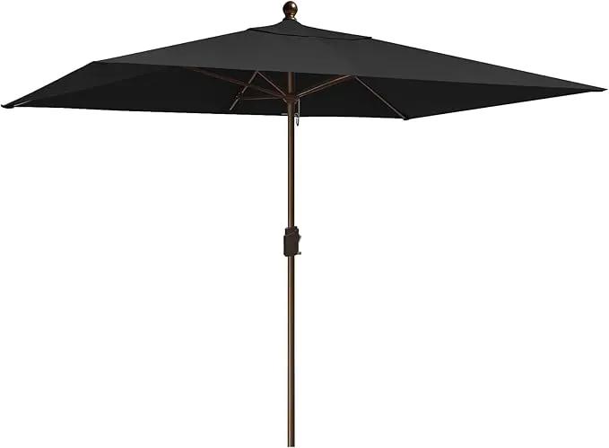 EliteShade USA 10-Year-Non-Fading 6.5x10FT Rectangular Market Umbrella Patio Umbrella Outdoor Table Umbrella with Ventilation, Black by GreenHaven Gardens