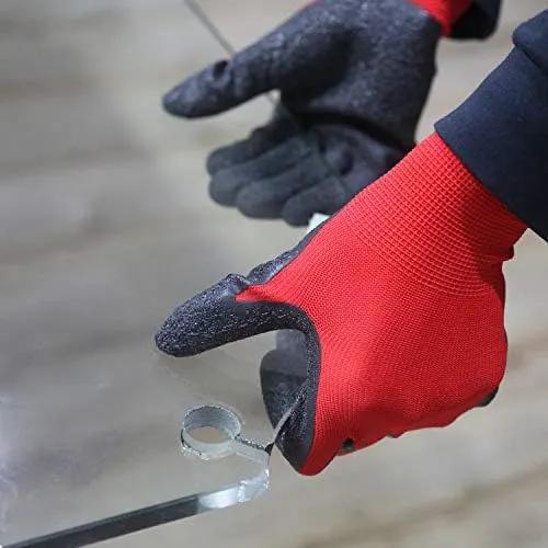 Evridwear Crinkle Latex Rubber Hand Coated Safety Work Gloves for Men Women General Multi Use Construction Warehouse Gardening Assembly Landscaping (XS-Size) Red 120 Pairs Pack by GreenHaven Gardens