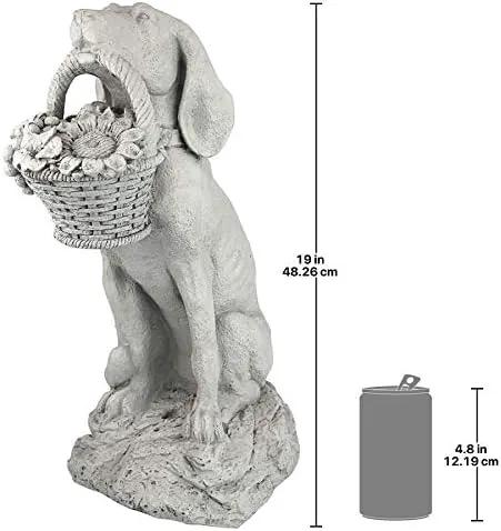 Design Toscano Man's Best Friend Dog with Basket Outdoor Garden Statue, 8 Inches Wide, 12 Inches Deep, 19 Inches High, Handcast Polyresin, Antique Stone Finish by GreenHaven Gardens