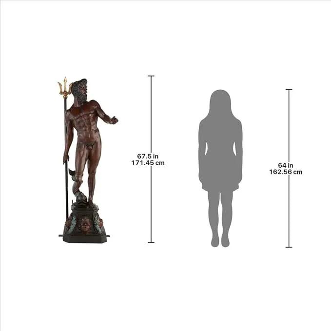 Design Toscano DD3123 Poseidon Man of The Sea Greek Mythology Indoor/Outdoor Garden Statue, 17 inches Wide, 67 inches Tall, Heirloom Cast Bronze, Verdigris Green & Sepia Brown Finish by GreenHaven Gardens