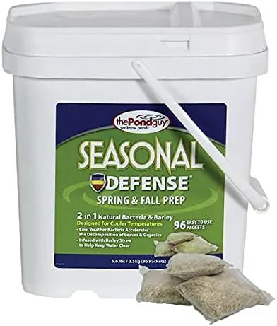 The Pond Guy Seasonal Defense, Spring & Fall Beneficial Bacteria, Barley & Enzymes, Cold Water Pond Sludge & Scum Treatment, Fish & Plant Safe, 96 Packets by GreenHaven Gardens
