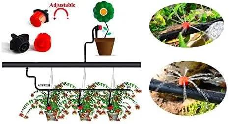 (50-Pack) - 1/4" Inch Universal Barbed Drip Emitter - Adjustable Flow 0-18.5 GPH Fit 1/4 (4-7mm) Drip Irrigation Tubing - Professional Grade (50 Pack Dripper Only) by GreenHaven Gardens
