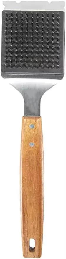 Barbecue Grill Brush and Stainless Steel Scraper Scraper Extended Large,Large Wooden Handle, Wire BBQ Grill Brush for Outdoor Grill - No Scratch- BBQ Grill Brush for Any Grill by GreenHaven Gardens