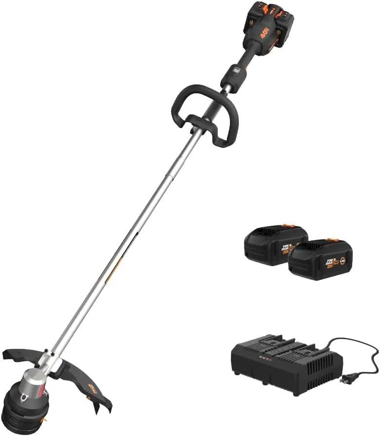 Worx Nitro 40V 15" Cordless String Trimmer with Brushless Motor, Powerful Grass Trimmer with Dual-Exit Bump-Feed Head, Lightweight Weed Trimmer Easy-Load Spool Head – Batteries & Charger Included by GreenHaven Gardens