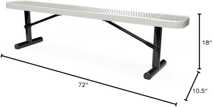 Coated Outdoor Furniture Heavy-Duty Portable Outdoor Bench Thermoplastic Coated, Expanded Metal, Commercial-Grade Seating, Made in America (Portable Without Back, 6 Ft, Grey) by GreenHaven Gardens