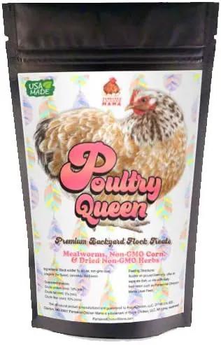 Pampered Chicken Mama Non-GMO Mealworm, Corn, Flax, & Herb Treat for Backyard Chickens, Healthy Layer Feed & Supplies for Pet Chickens Poultry Queen Treat for Hens (20 pounds) by GreenHaven Gardens