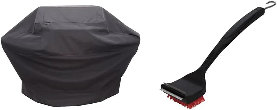 Char-Broil 3-4 Burner Grill Cover + SAFER Nylon Bristle Grill Brush Bundle by GreenHaven Gardens