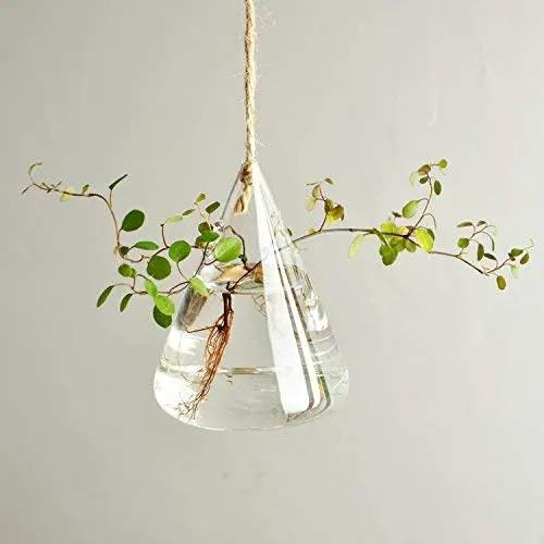 Glass Hanging Planters Indoor Outdoor Plant Pots Water Plant Containers Flower Pots Glass Terrariums Wall Vases 3 Pieces by GreenHaven Gardens