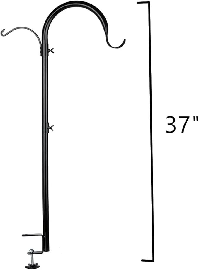 WOSIBO 4 Pack Three Span Deck Hook, 37 Inches Deck Bird Feeder Pole, Hanging Baskets Porch Multi-Hook for Deck Kit with Three Branches for Plant Hangers, Lanterns, Wind Chimes and More by GreenHaven Gardens