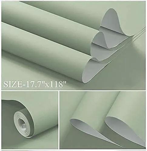 Dimoon 394''x17.7'' Green Peel and Stick Wallpaper Contact Paper Modern Self Adhesive Wall Paper Removable Renter Friendly Textured Solid Color Shelf Cabinet Vinyl Roll (394''x17.7'',Palegreen) by GreenHaven Gardens