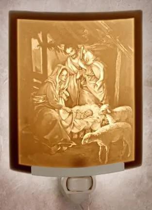 Nativity - Translucent Porcelain Lithophane Christmas Night Light by GreenHaven Gardens