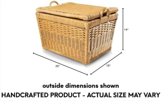 The Basket Lady Lift-Off Lid Wicker Storage Basket, Medium, 20 in L x 15 in W x 14 in H, Sandstone by GreenHaven Gardens