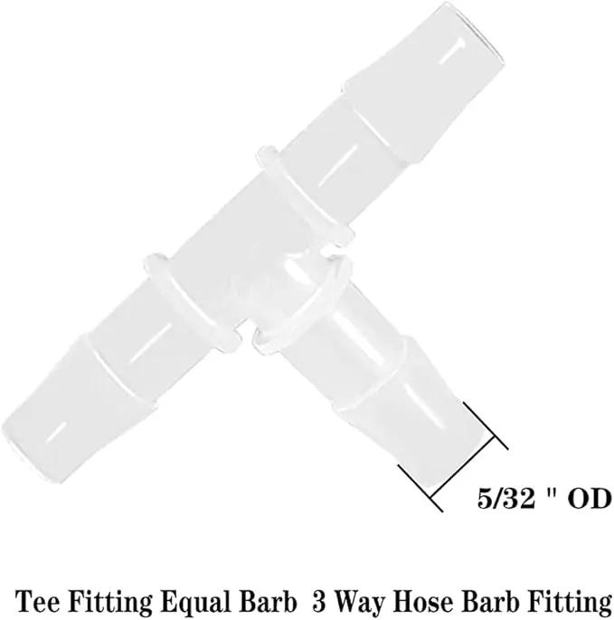 5/32" Tee Fitting Equal Barb 3 Way Hose Barb Fitting，Splicer Joint Mender Adapter Union Fitting for Fuel Gas Liquid Air (Pack of 5) by GreenHaven Gardens
