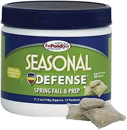 The Pond Guy Seasonal Defense, Spring & Fall Beneficial Bacteria, Barley & Enzymes, Cold Water Pond Sludge & Scum Treatment, Fish & Plant Safe, 12 Packets by GreenHaven Gardens