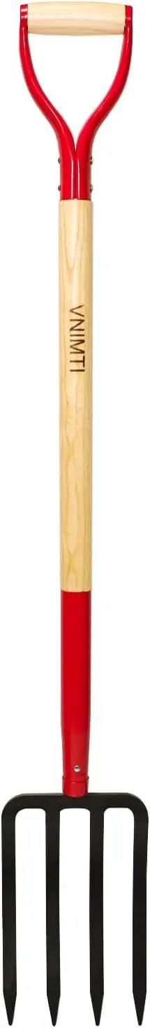 Garden Fork,4-Tine Spading Fork,Compost Fork,Steel Digging Fork,45Inch,Steel Y-Grip,Wooden Handel by GreenHaven Gardens