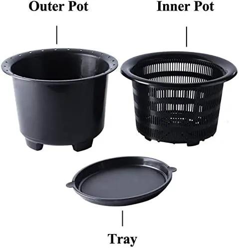 8 Inch Orchid Pots with Holes and Saucers,Double Layer Plastic Large Orchid Planter Pot,Flower Pots for Indoor Outdoor Flower Plants,Orchids,Herbs,Snake Plants and Succulents by GreenHaven Gardens