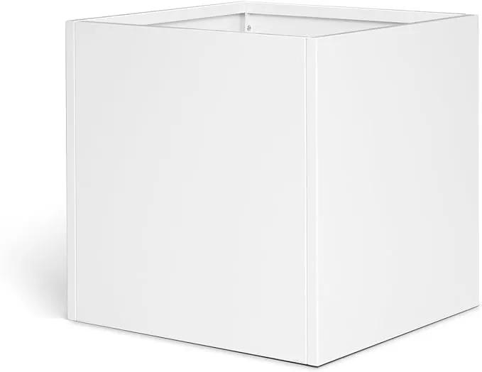 White Steel Planter Square Outdoor Planters Galvanized Steel Planter Box Indoor Metal Large Planters Cube Heavy Duty Flower Pot 16 Inch Modern Commercial Residential for Trees Patio Deck Yard Garden by GreenHaven Gardens