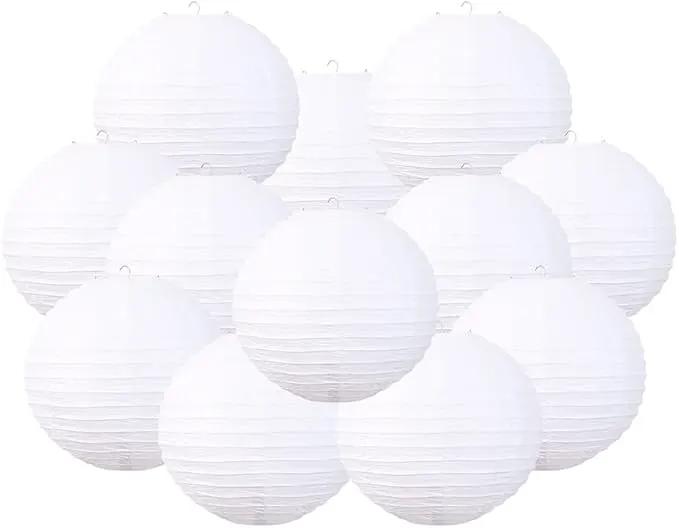 Chinese Style Paper Lanterns, Set of 12, Suitable for Party Decoration (White, 12in) by GreenHaven Gardens