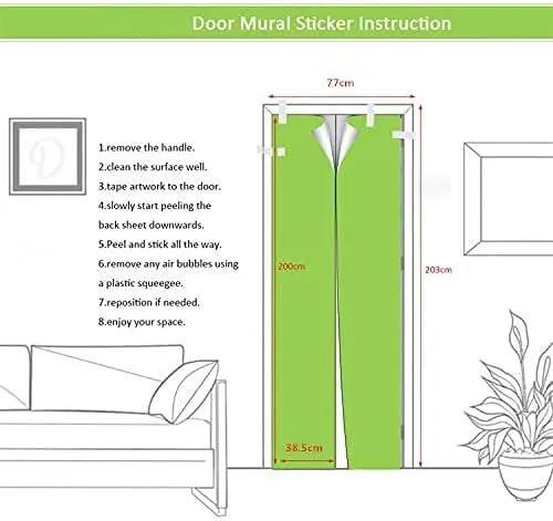 3D Door Stickers - Murals - Peel & Stick - Stairs - Blue - Modern - PVC - Waterproof - Removable - 37.4" x 82.7" by GreenHaven Gardens