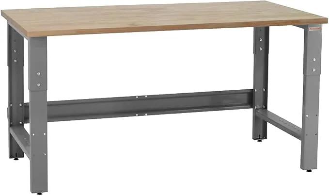Table & Workbench: 1" Thick Solid Wood Oiled Butcher Block Top, Height Adjustable 24" D x 48" L x 30" - 36" H - by BenchPro by GreenHaven Gardens