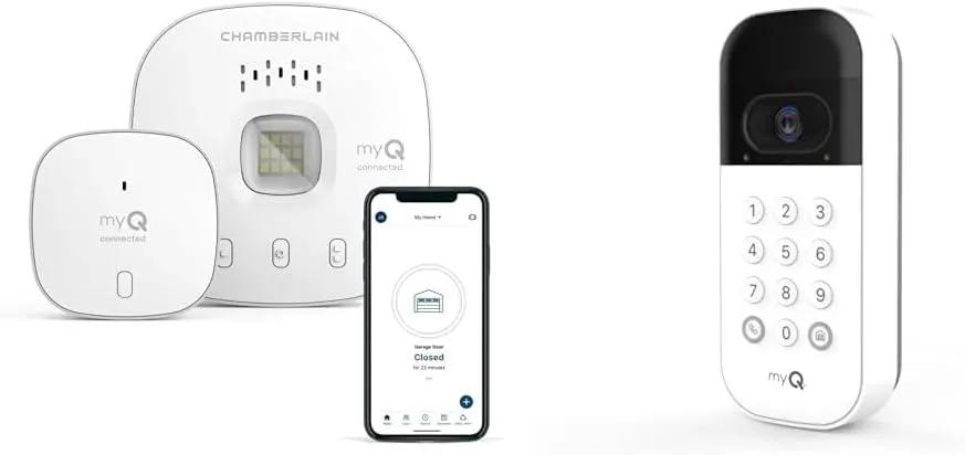 CHAMBERLAIN myQ Smart Garage Video Keypad & Garage Control w/Wide-Angle Camera, Customizable PIN Codes, Wireless Garage Hub/Sensor with Bluetooth, Smartphone Control, Works w Major Brand openers by GreenHaven Gardens