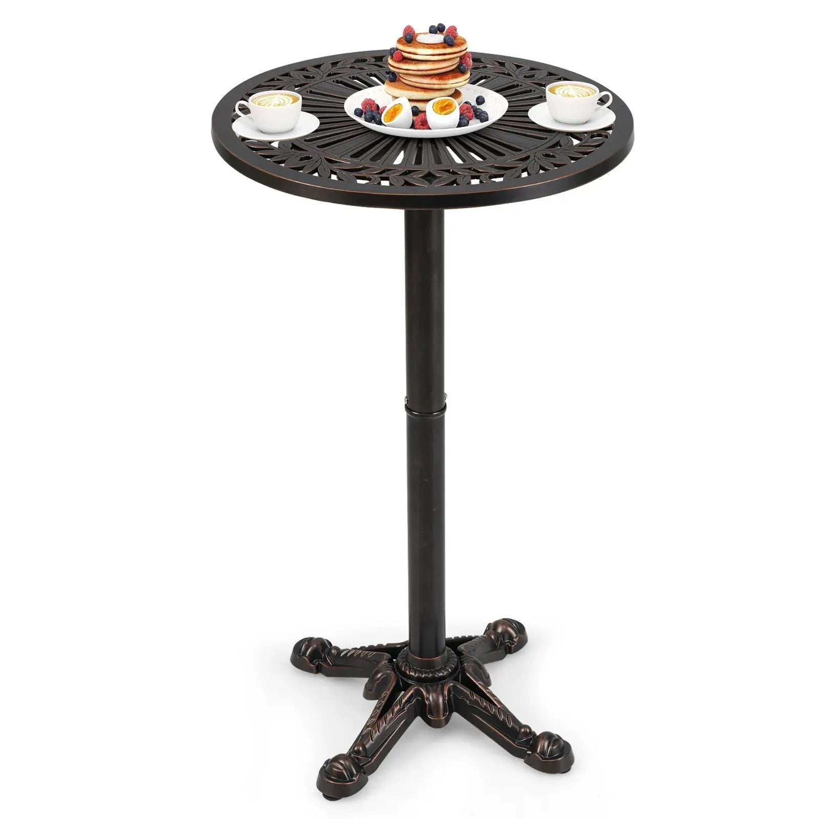 41.5 Inch Patio Round Bar Table Cast Aluminum Bistro Table for Garden-Bronze by DirectDeals