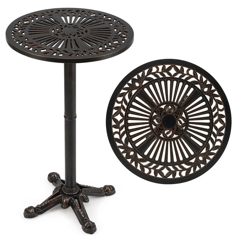 41.5 Inch Patio Round Bar Table Cast Aluminum Bistro Table for Garden-Bronze by DirectDeals