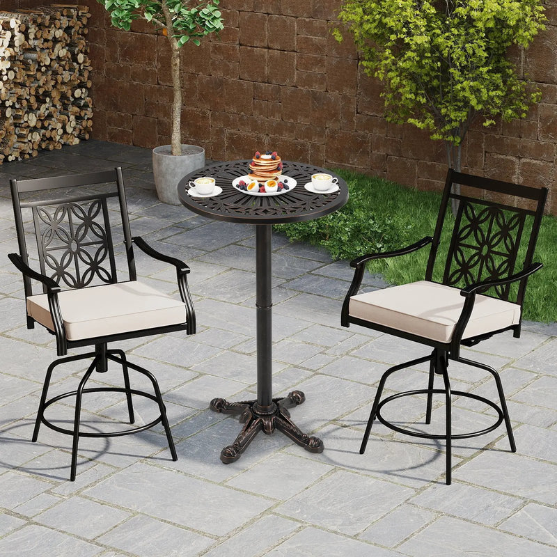41.5 Inch Patio Round Bar Table Cast Aluminum Bistro Table for Garden-Bronze by DirectDeals