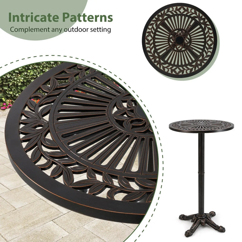 41.5 Inch Patio Round Bar Table Cast Aluminum Bistro Table for Garden-Bronze by DirectDeals