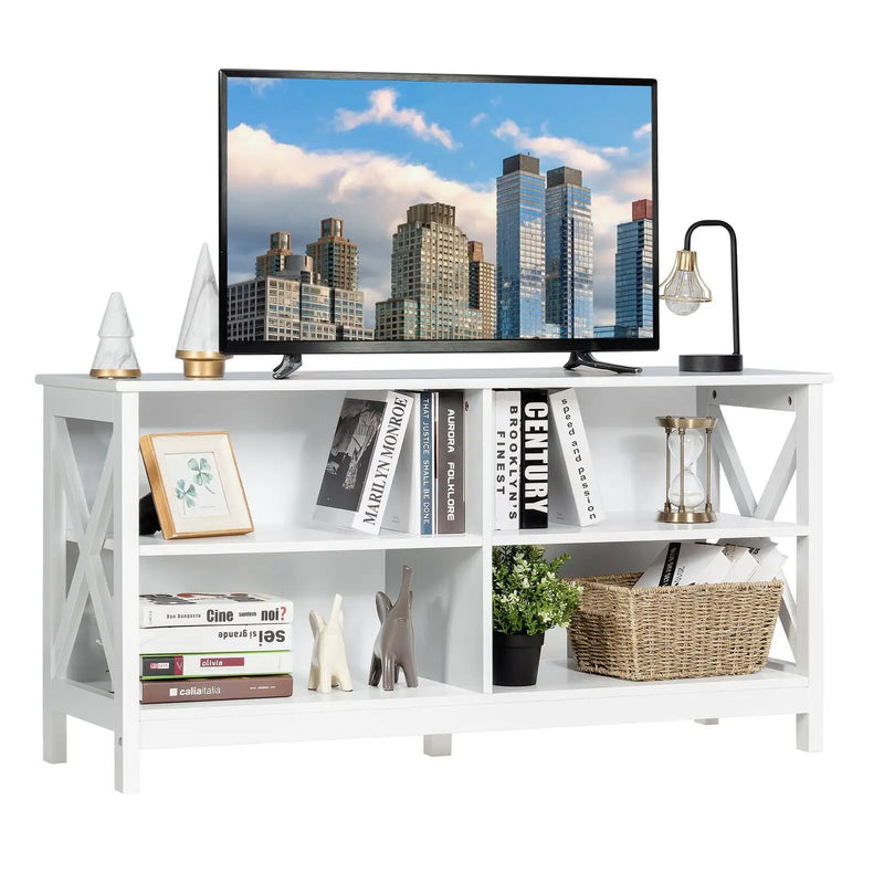 Wooden TV Stand Entertainment for TVs up to 55 Inch with X-Shaped Frame by DirectDeals