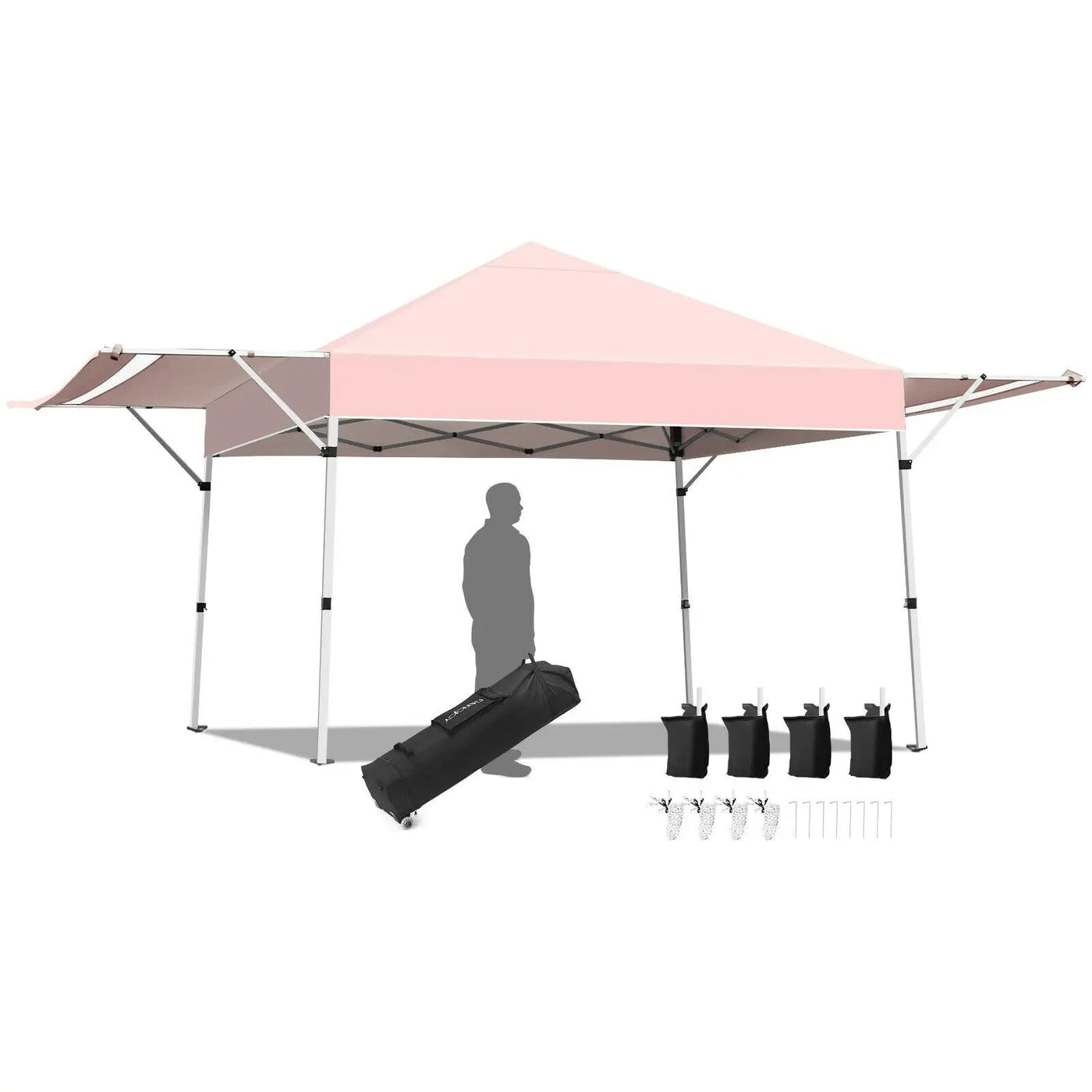 17 Feet x 10 Feet Foldable Pop Up Canopy with Adjustable Instant Sun Shelter by DirectDeals