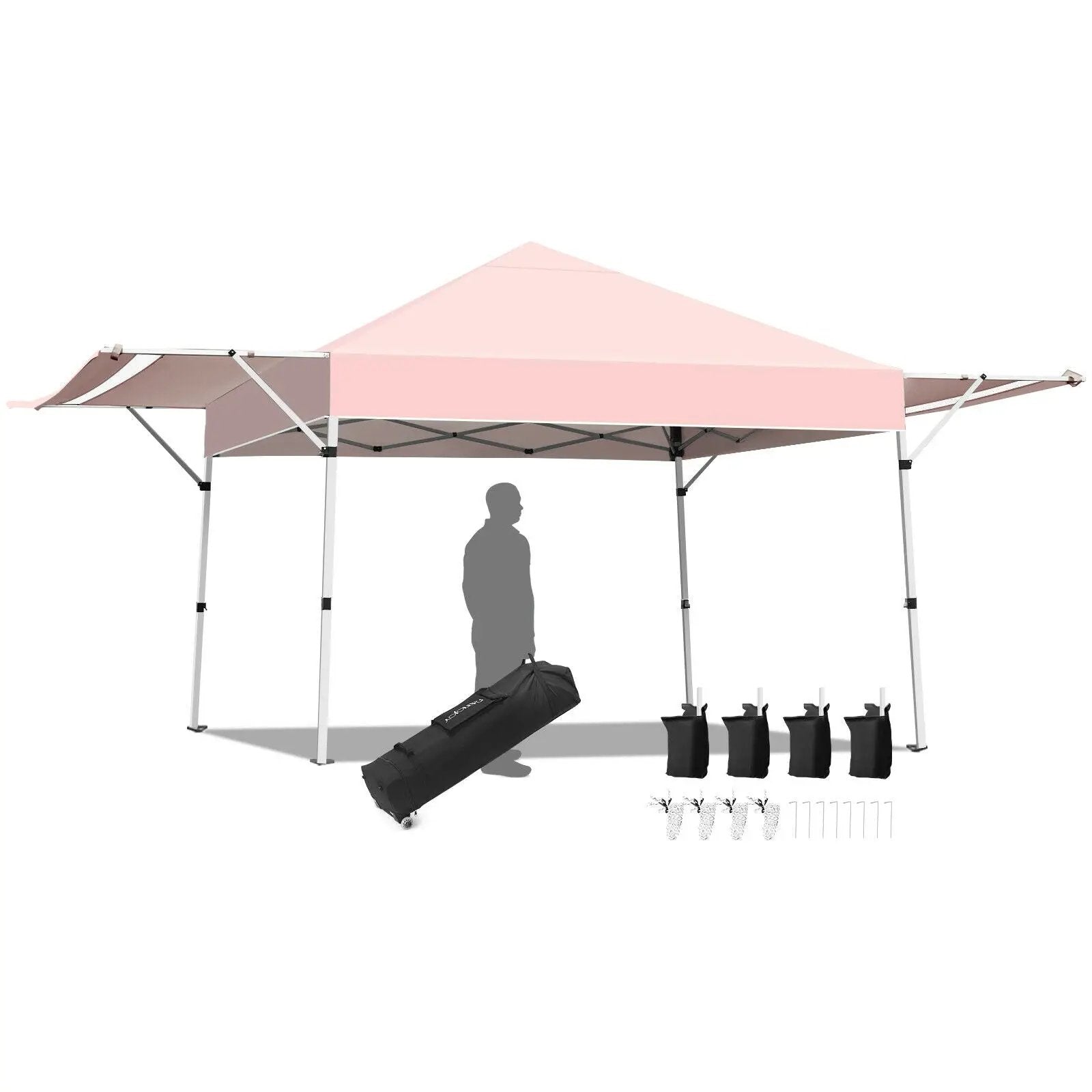 17 Feet x 10 Feet Foldable Pop Up Canopy with Adjustable Instant Sun Shelter by DirectDeals