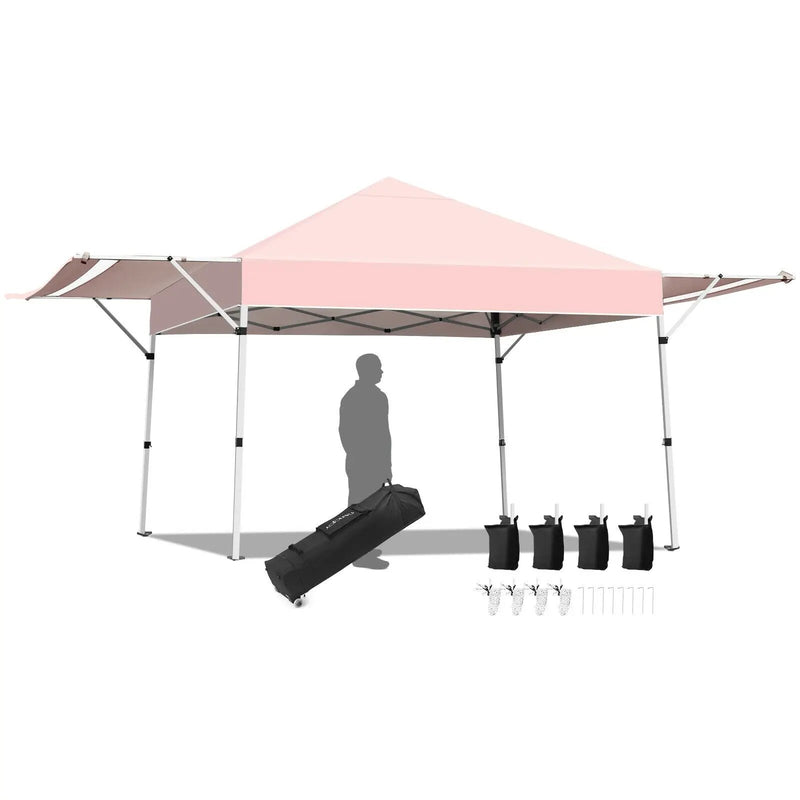 17 Feet x 10 Feet Foldable Pop Up Canopy with Adjustable Instant Sun Shelter by DirectDeals