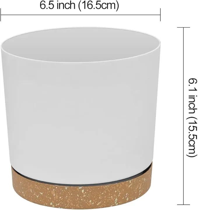 ZMTECH Set of 6 Self Watering Plastic Plant Pots, 6.5in Diameter x 6.1in Height, Modern Decorative Flower Pots for Indoor Outdoor House Plants, Succulents, Flowers (White+Green+Blue) by GreenHaven Gardens