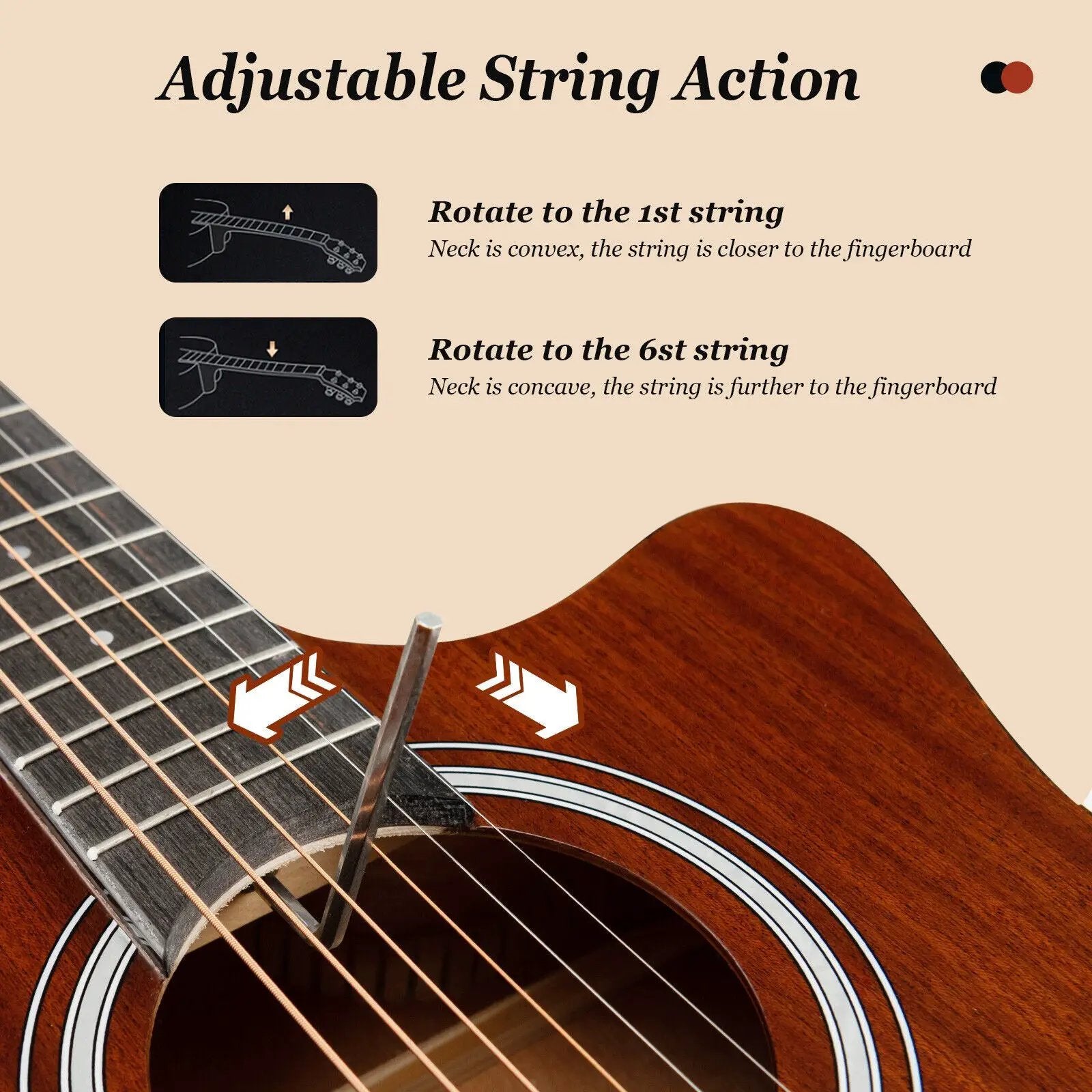 41 Inch Full Size Acoustic Guitar with Sapele Body Strap Picks by DirectDeals