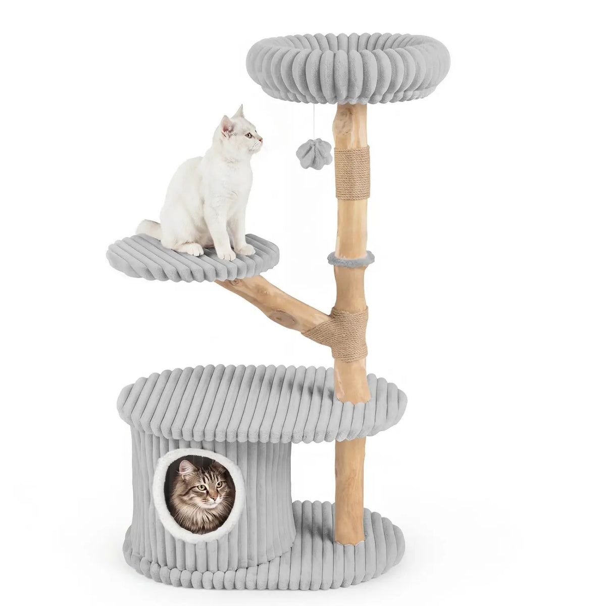 41-Inch Cat Tower with Real Wood Branches & Scratching Posts by DirectDeals