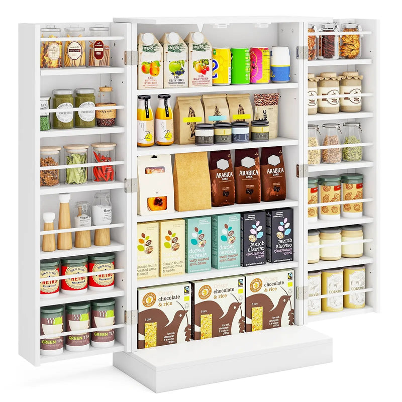 41 Inch Tall Pantry Cabinet Kitchen Storage Cabinet with Doors and Shelves-White by DirectDeals