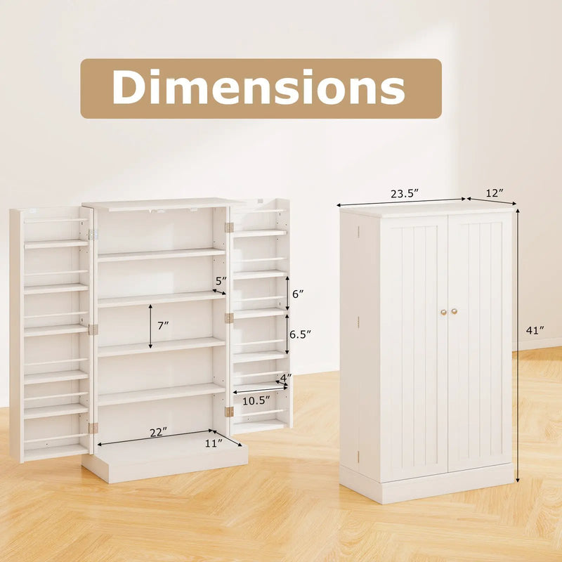 41 Inch Tall Pantry Cabinet Kitchen Storage Cabinet with Doors and Shelves-White by DirectDeals
