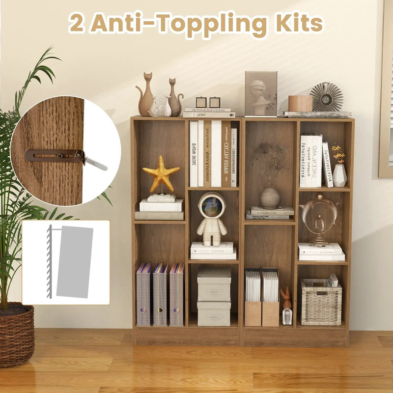 41 Inches 5-Cube Floor Bookcase with 2 Anti-Tipping Kits by DirectDeals